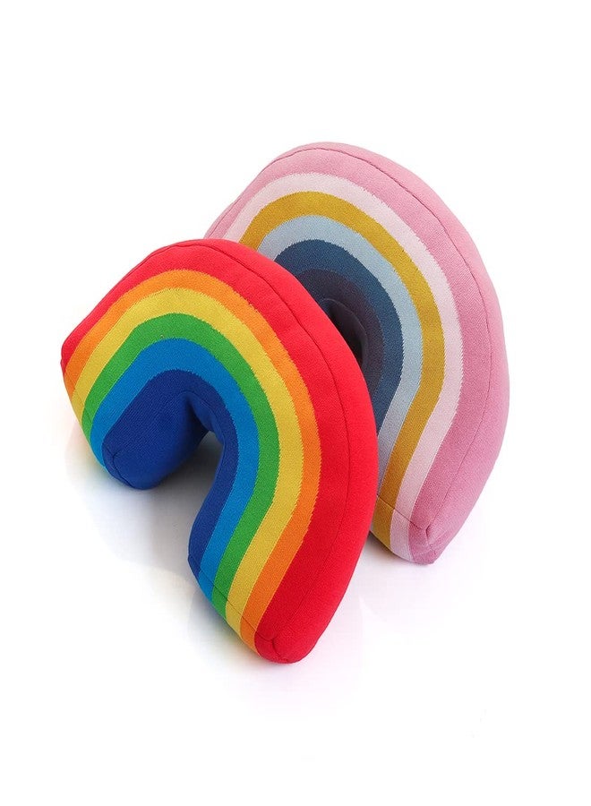 Pluchi Rainbow Cotton Knitted U Shaped Plush Pillow with Polyester Filling (Multi Color) (Luca) - Image 4